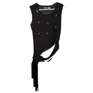 Rehab black skull accent asymmetrical side tie tank top size L